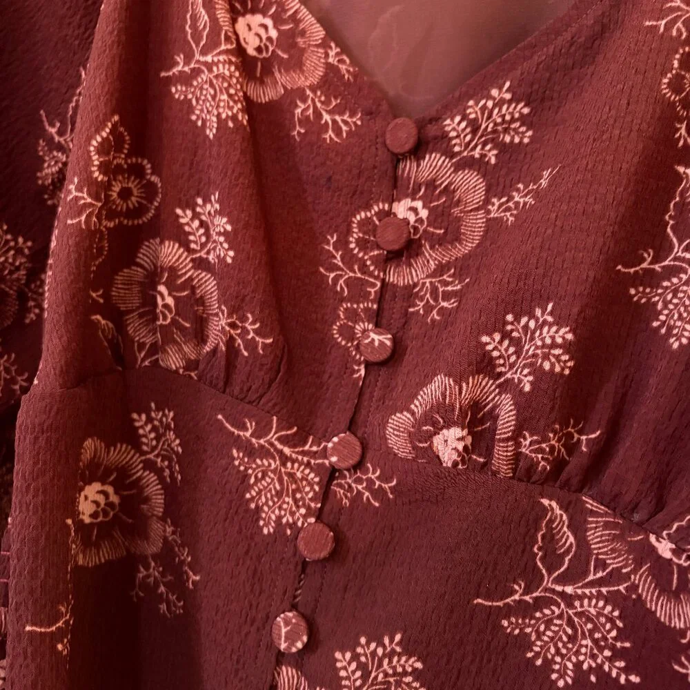 Madewell Preston Puff Sleeve Bouse in Letterpress Floral, S